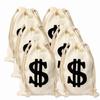 6pack 6.3 x 9 Inches Money Bag - Prop Dollar Sign Carrying Sack for Toy Party Favor, Bank Robber Pirate Cowboy Cosplay Theme Party view 1