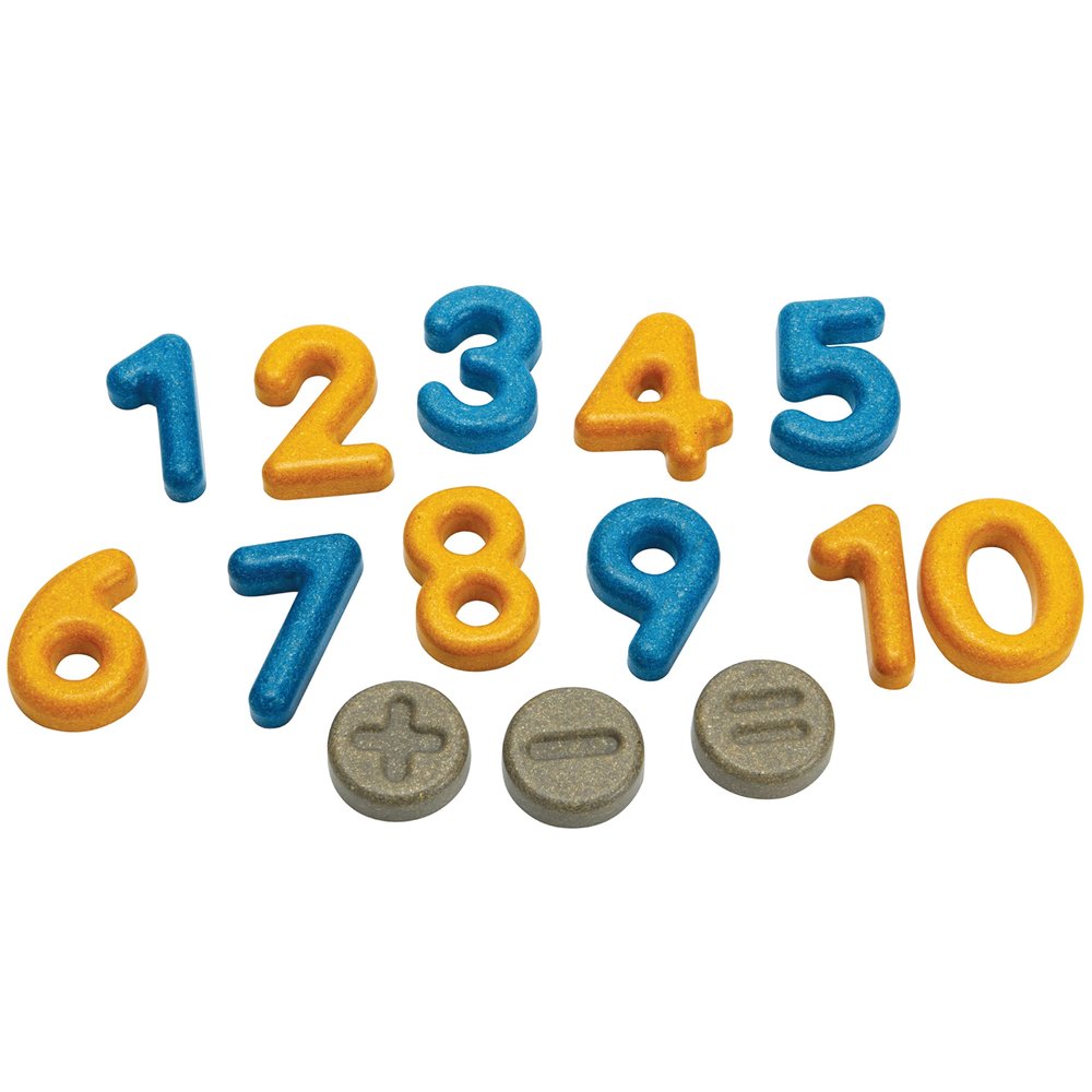 PlanToys Numbers & Symbols Wooden Learning Set for Kids Ages 3+ | Montessori Educational Resource for Counting, Addition & Subtraction | Eco-Friendly Early Math Toy