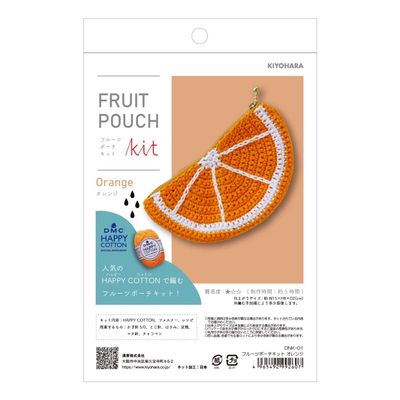 KIYOHARA DNK-01/313-51-001-001 Craft Kit, Fruit Pouch Kit, Orange, W 5.9 x H 3.1 x D 0.8 inches (15 x 8 x 2 cm)