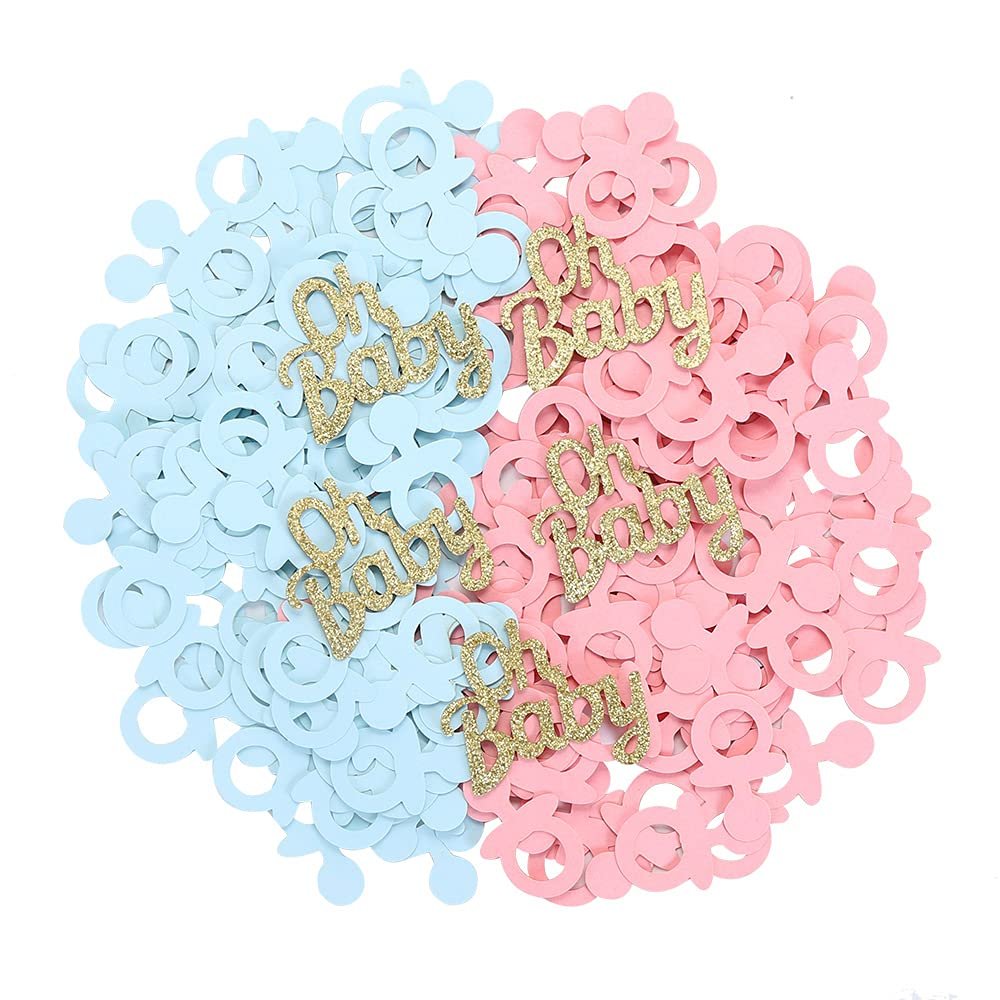 220 Pcs Baby Nipples Pacifier Confetti Glitter Oh Baby Gender Reveal Pink Blue Pacifier Table Confetti for Baby Shower Gender Reveal Party Decorations by Topfunyy