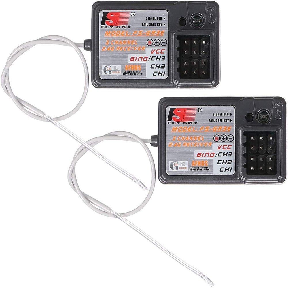 GLOBACT Flysky FS-GR3E AFHDS Long Range 2.4G 3CH Receiver for FS-GT2 FS-GT2B FS-GT3B FS-GT3C FZ-IT4S RC Car Boat (2 Pcs)