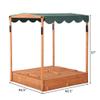 Sandbox with Canopy,Wooden Sandbox with Convertible Cover Kids Outdoor Backyard Bench Play Sand Box view 3