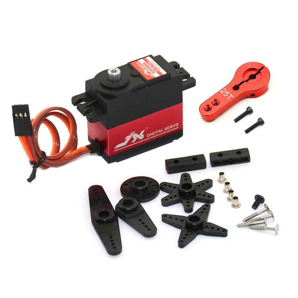 JX Servo PDI-6209MG 9KG 120 Servo High Torque Metal Gear Digital Standard with 25T Arm for RC Drone Climbing Car (1Piece,Red Arm)