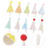 ABOOFAN 50Pcs Novelty Cake Toppers Mini Birthday Paper Hat Decorations Cake Ornaments (Stripe) view 3