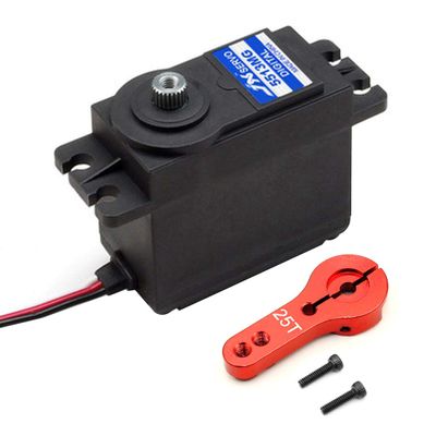 JX Servo 8KG/9KG/13KG/15KG/20KG High Torque Metal Gear Digital Standard Servo 25T Arm for Helicopter Car Robot (13KG,Red Arm)