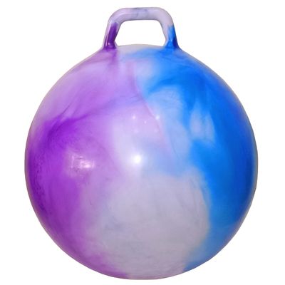 AppleRound Hippity Hoppity Hopball with Pump  Bouncy Exercise Ball with Handle for Teens & Adults, 28 Inch / 70 cm for Ages 13+, Cloud Colors (Blue & Purple)