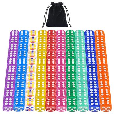 6 Sided Dice Set 10 Colors Transparent Acrylic Dice for DND, MTG, RPG, Tenzi, Yahtze, Bunco, Table Borad Games, Math Teaching