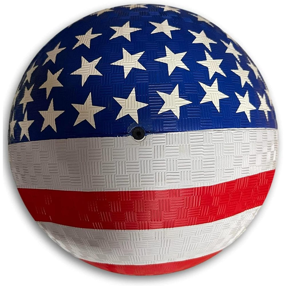 Toys+ 8.5 Inch Playground Balls Red, Blue, Green, Yellow and Rainbow! (1 Ball, USA Flag)