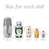 Moonmo 5pcs Handmade Wooden Animal Nesting Dolls - Elephant & Panda, Traditional Russian Matryoshka Gift view 3