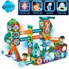Glowing Magnetic Tiles Marble Run Race Track Super Set - 150 Complete Pieces Glow in The Dark STEM Magnetic Building Blocks Gravity Marble Maze Games for Toddlers Kids Boys Girls Ages 3+ Years view 1