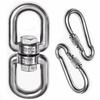2+1 Heavy Duty 304 Stainless Steel Swivel Ring Double Ended Swivel Eye Hook with SUS304 Snap Hooks for Web Tree Swing, Swing Spinner Hanger, Reliable and Safe (M8) view 1