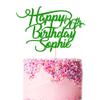Personalised Birthday Cake Topper Customized Any Name Age Party Cake Decoration 16 18 21 30 40 Double Sided Glitter Card Green view 1