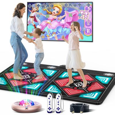 HAPHOM Dance Mat for Kids and Adults, Anti-Slip Wireless Electronic Dance Pad for TV, Wrinkle-Free, Soft & Cozy Playmat for Exercise & Games, Smart Camera & 2 Controllers, Gift ideaClassic Snowflake