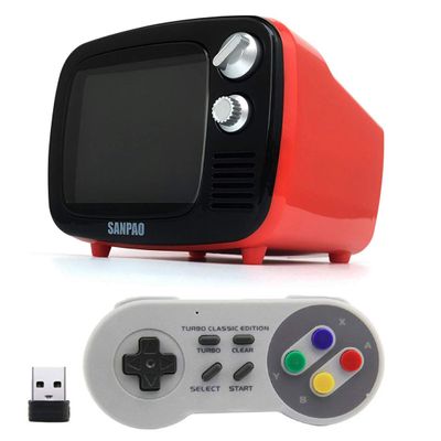 Mini Retro TV Handheld 3.5-Inch Video Game Console Watch TV Built-in Android 7.1 System WiFi Version (1 of SFC Wireless Gamepad)