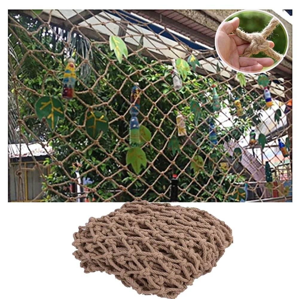 Hemp Rope Net Heavy Duty Child Climbing Cargo Net Stair Fence Playground Protective Net Tree House Birds Net Railing Swing Kids (Size : 3 * 4m(10 * 13ft))