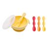 Bumkins Baby Bowl, Silicone Feeding Set with Suction for Baby and Toddler, Includes 4 Spoons and Lid, First Feeding Set, Training Essentials for Baby Led Weaning for Babies 4 Months Up, Pineapple view 1
