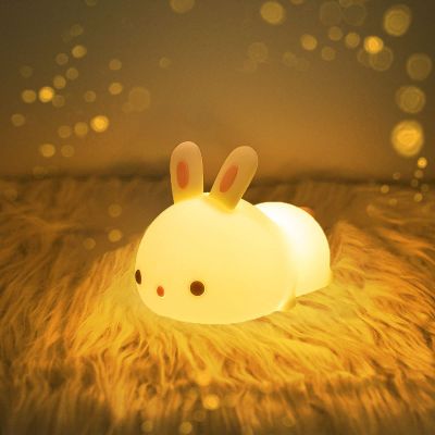 YOTOZU Cute Bunny Night Light, USB Rechargeable Kids Night Light, Warm White and 16 Colors Breathing Modes Led Animal Lights for Girls, Childrens, Toddler, Baby and Kids Christmas Gifts