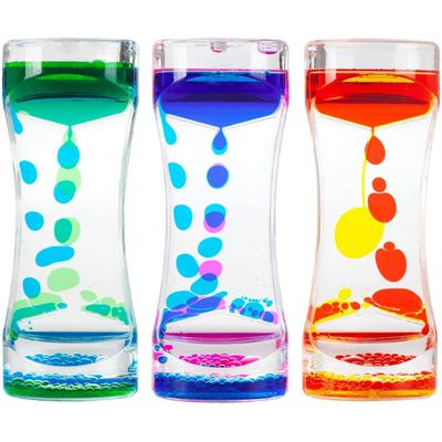 Oneshow Liquid Motion Bubbler Timer Colorful Oil Hourglass Liquid Sensory Toys Activity Fidget Toy Calm Stress Relief Desk Toys Desk Decor for Adults and Teenager Fidget Water Timers 3 Pack