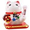 PAYNAN Ceramic Lucky Cat Solar Powered Maneki Waving Arm Beckoning Fortune Welcoming Car Decor view 1