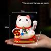 PAYNAN Ceramic Lucky Cat Solar Powered Maneki Waving Arm Beckoning Fortune Welcoming Car Decor view 2