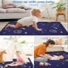 Machine Washable Baby Play Mat 63x43, Baby Playpen Mat Extra Large, Foldable Baby Play Mats for Infants, Toddler Playing Rug Pad, Non Slip Crawling Mat for Floor Dark blue-bear view 4