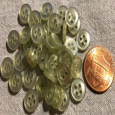 24 Tiny Pearlized Pale Grey Hint of Green (SRAI) Plastic Shirt Buttons 3/8" 9mm
