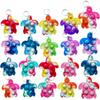 Roaqua 20 pcs Rainbow Mini Pop Turtle Fidget Keychain ToyParty Fidgets Favors Toys Bubble Wrap Pop Anxiety Stress Reliever Stuents Gift view 1