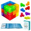 OUXIA Magnetic Building Blocks Magic Magnetic 3D Puzzle Cubes, Set of 7 Multi Shapes Magnetics Blocks with 54 Guide Cards, Children's Educational Toys and Stress Relief Fidget Toys for Kids Adults view 1
