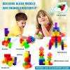 OUXIA Magnetic Building Blocks Magic Magnetic 3D Puzzle Cubes, Set of 7 Multi Shapes Magnetics Blocks with 54 Guide Cards, Children's Educational Toys and Stress Relief Fidget Toys for Kids Adults view 2