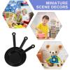 EXCEART Miniature Kitchenware Set 3 Pcs Mini Frying Pans Dollhouse Accessories Mini Cookware for Fairy Garden Micro World Decor view 3