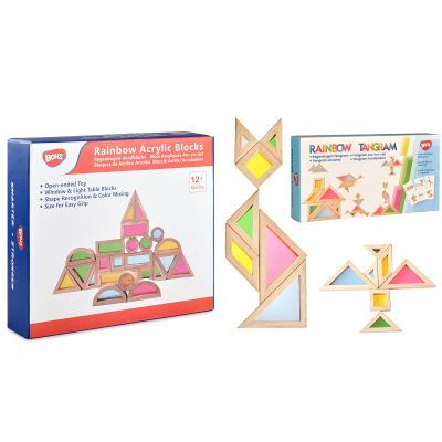 BOHS Rainbow Sensory Blocks + Translucent Tangram with Activity Cards