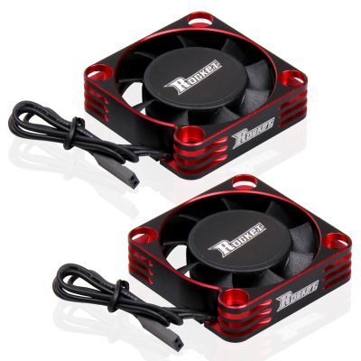 2Pack 16000RPM RC Motor Cooling Fan 40MM 8.5V 56mm 55mm 58mm Diameter Motor Fan ESC Brushless Heatsink Fans for 1/6 1/5 RC Car (Red Black)