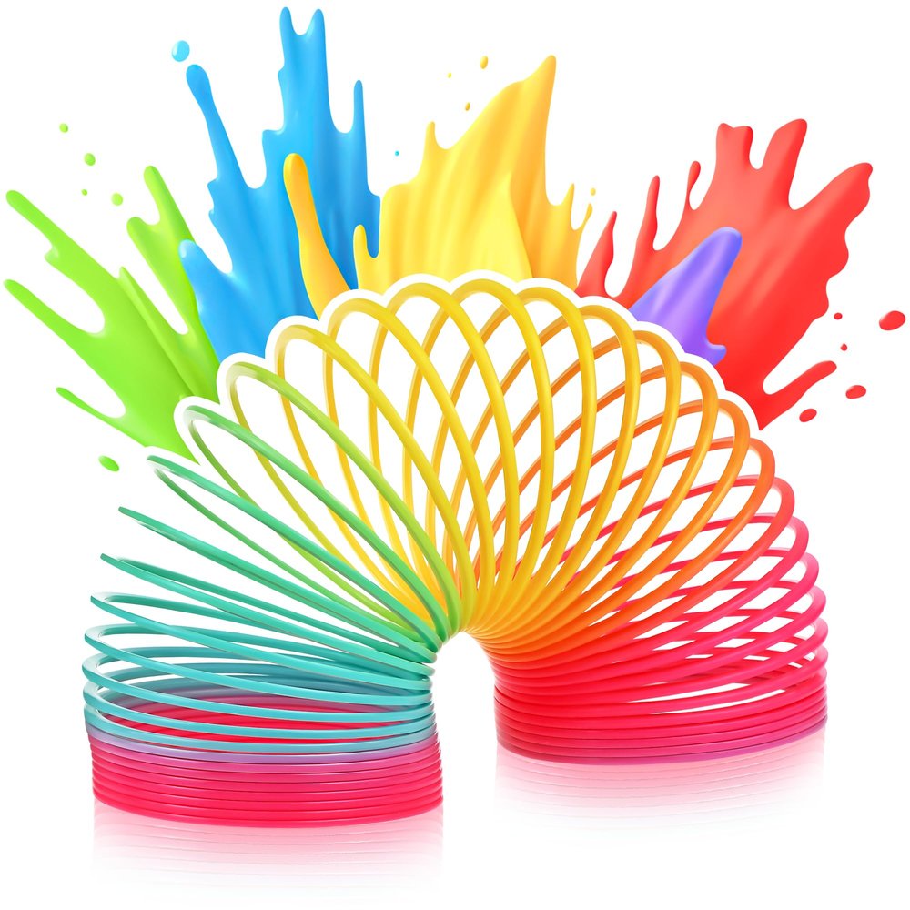 Fun Trading FUNTRADING Rainbow Spiral XXL, Diameter 10 cm, Spring Spiral in Colourful Colours, Cult Toy of the 90s as a Stair Runner, Ideal for Children's Birthdays