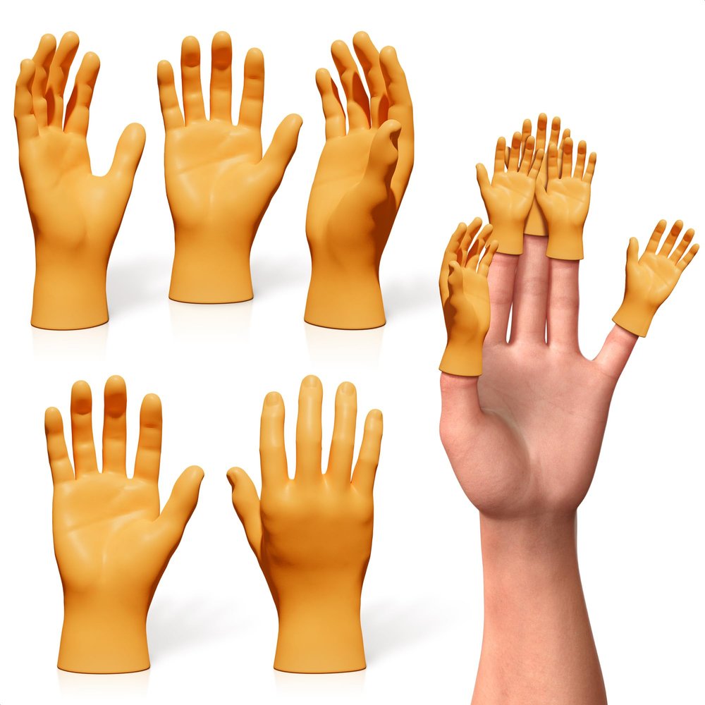 10Pcs Tiny Hands for Fingers Hands Puppets - Five Lefts & Rights Little Hands Prank Realistic Mini Hands for Gag Performance - Rubber Small Hands for Funny Party Favors Miniature Hands Tiny Things