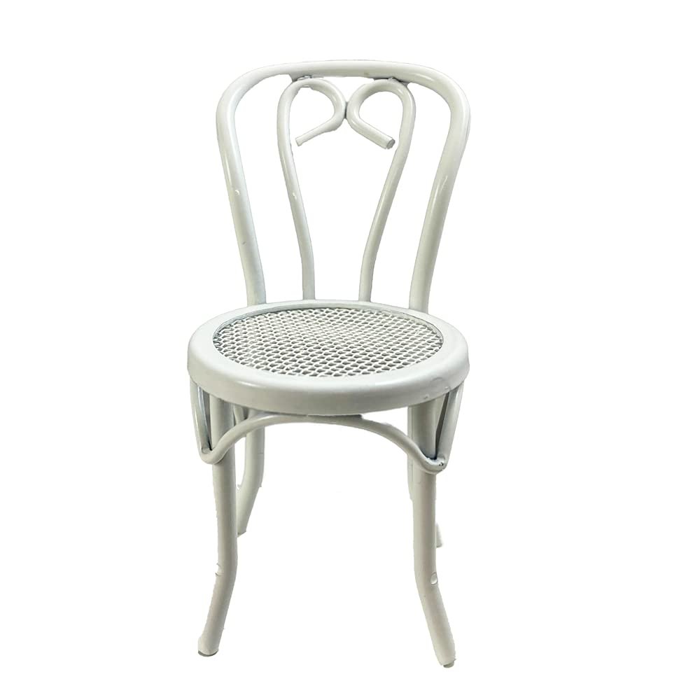 Melody Jane Dolls Houses Dollhouse White Metal Bistro Chair Miniature Garden Pub Patio Furniture 1:12