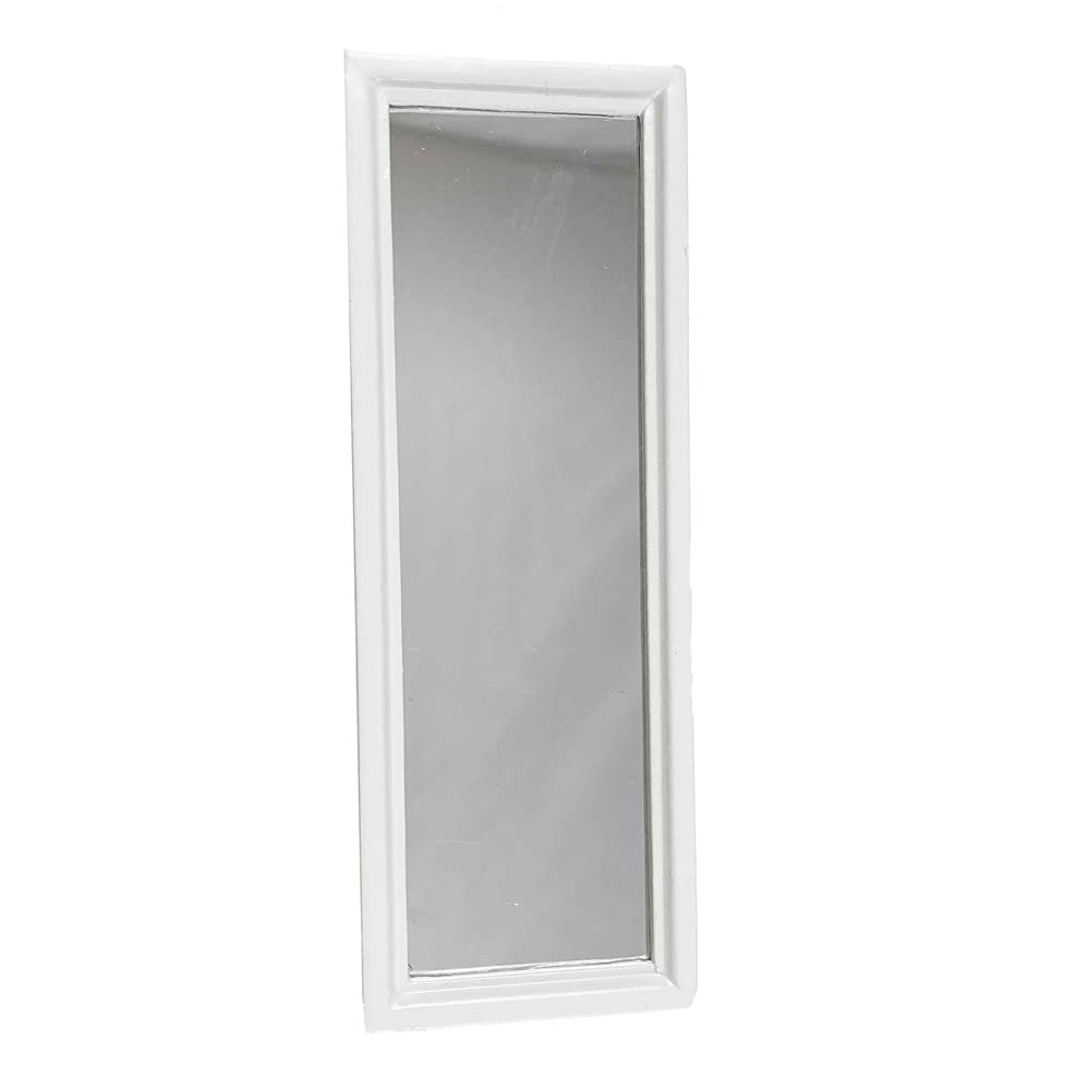 Melody Jane Dolls Houses Dollhouse White Long Dressing Mirror Miniature Wooden Bedroom Wall Accessory