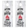 Cornhole Wraps #434 -Welcome to Our Firepit Cornhole Graphic Decals - Includes Application Squeegee - Set of (2) 25" x 49" Wraps with Gloss Laminate view 2