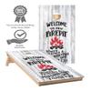 Cornhole Wraps #434 -Welcome to Our Firepit Cornhole Graphic Decals - Includes Application Squeegee - Set of (2) 25" x 49" Wraps with Gloss Laminate view 3