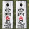 Cornhole Wraps #434 -Welcome to Our Firepit Cornhole Graphic Decals - Includes Application Squeegee - Set of (2) 25" x 49" Wraps with Gloss Laminate view 4