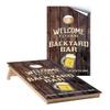Cornhole Wraps #440 -Welcome to Our Backyard Bar - Cornhole Game Graphic Decals - Includes Application Squeegee - Set of (2) 25" x 49" Wraps with Gloss Laminate view 1