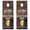 Cornhole Wraps #440 -Welcome to Our Backyard Bar - Cornhole Game Graphic Decals - Includes Application Squeegee - Set of (2) 25" x 49" Wraps with Gloss Laminate view 2