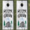 Welcome to Our Cabin Cornhole Wraps #435 -Cornhole Game Graphic Decals - Includes Application Squeegee - Set of (2) 25" x 49" Wraps with Gloss Laminate view 3