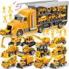 JOYIN 25 in 1 Kids Construction Truck Toy Set, 24Pcs Push and Go Cars and Worker Figures, Toddler Play Vehicles with Sounds and Light, Birthday Gifts for 3 4 5 6 7 Years Old Grandkids, Easter Basket view 1