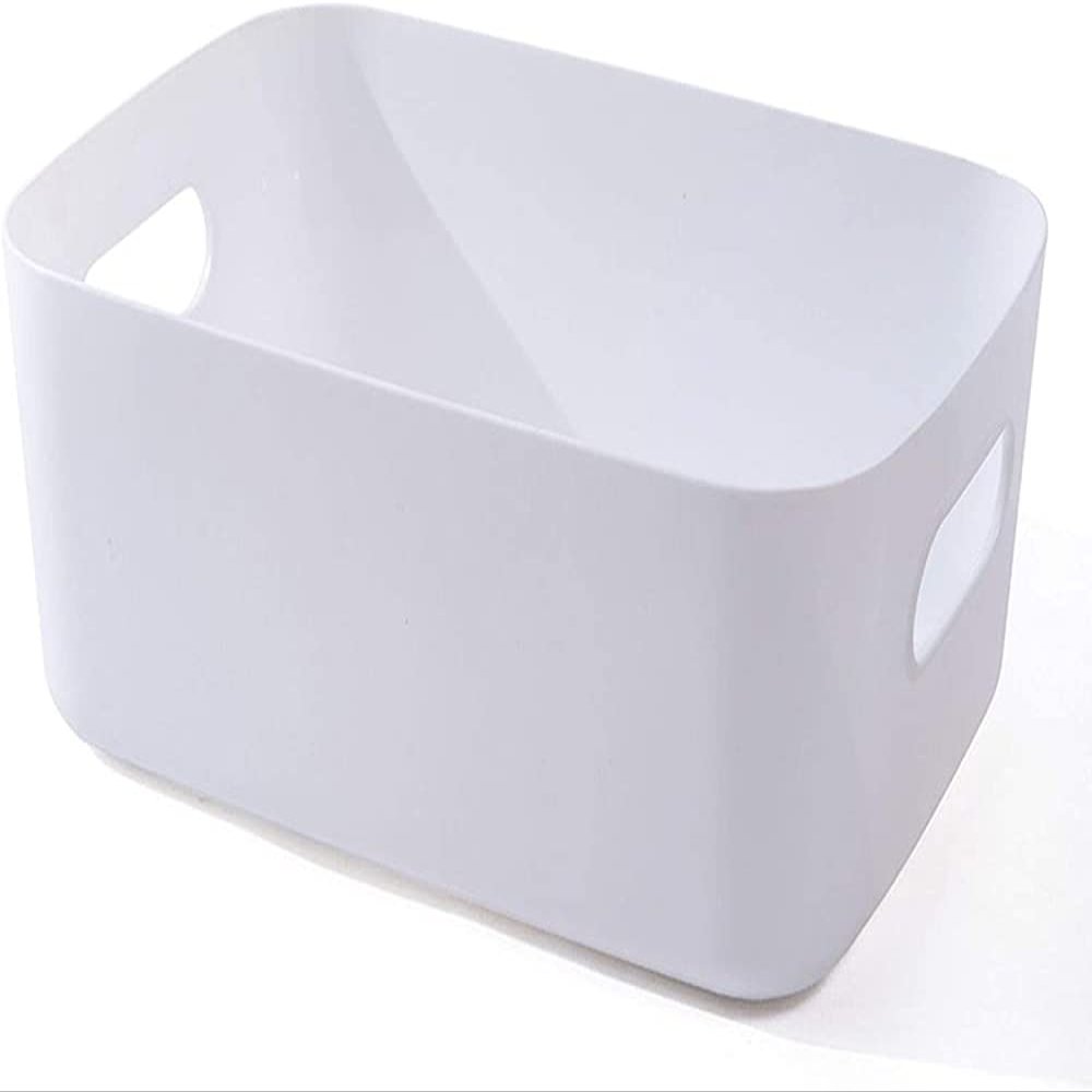 qiuqiu Storage Box, Organizer with Handles, Plastic Storage Box for Household Use, Practical Storage Basket for Bathroom-White||Medium