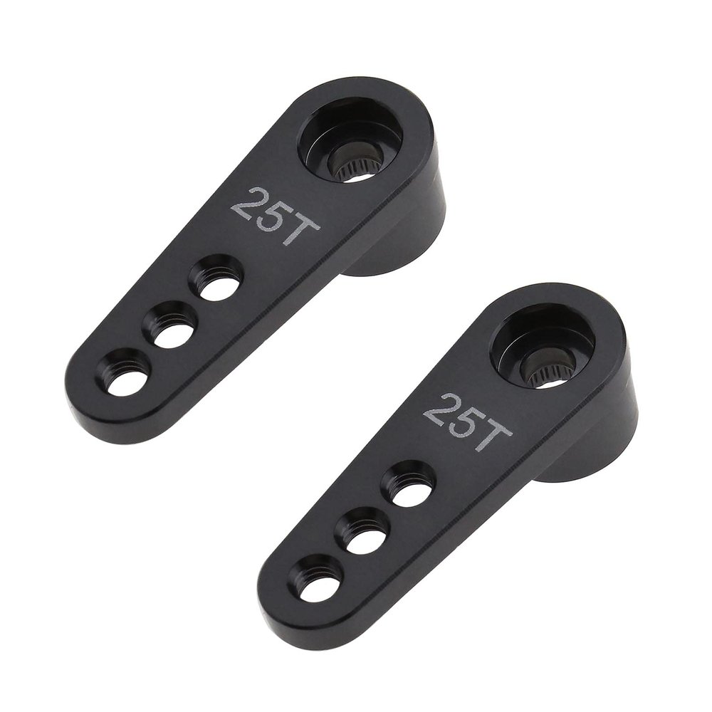 Micro Traders 2X RC 25T Steering Servo Horn Arm 28mm Long 3 Holes M3 Thread for Remote Control Car Models 12mm 16mm 18mm Titanium Colour
