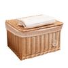 YRHH Woven Storage Basket, Wicker Basket Woven Square Basket with Lid,Organiser Bathroom Basket Multi-Purpose Basket,Clothing Fruit Book Newspaper Toy Storage-B||M view 1