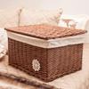 YRHH Woven Storage Basket, Wicker Basket Woven Square Basket with Lid,Organiser Bathroom Basket Multi-Purpose Basket,Clothing Fruit Book Newspaper Toy Storage-B||M view 2