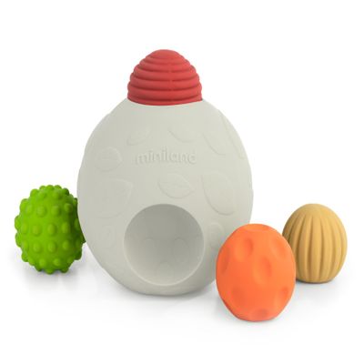 Miniland ECO Big Sensory Ball with 5 Multicolored Balls of Natural Rubber for Soft Teething. Easy to Grip with Different Textures for Children's Multi-Sensory Stimulation and Skill Development