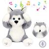 Hopearl Peek A Boo Husky Interactive Repeats What You Say Plush Dog Toy Musical Singing Talking Stuffed Animal Adorable Electric Animate Birthday Festival, Gray, 11.5'' view 1