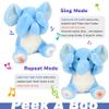 Hopearl Peek A Boo Elephant Interactive Repeats What You Say Plush Elephish Toy Musical Singing Talking Stuffed Animal Adorable Electric Animate Birthday Festival, Blue, 11.5'' view 4